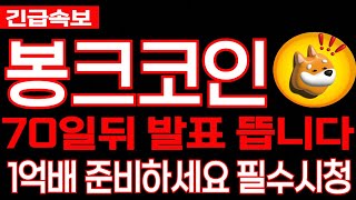 [봉크코인] BONK - 긴급속보! 70일뒤 발표 뜹니다 1억배 준비하세요 필수시청 코미녀