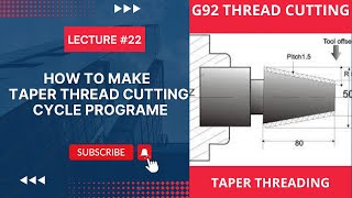 G92 threading cycle | taper threading | how to use g92 | urdu | hindi |