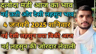 दलोदा मंडी से आज का नई ऊटी और देसी लहसुन का भाव/4 जनवरी 2025 शनिवार/Daloda mandi new ooty bhav/