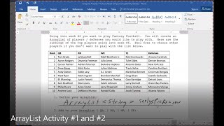 JAVA - Lesson #89 - APCSA - ArrayList Activity #1 and #2