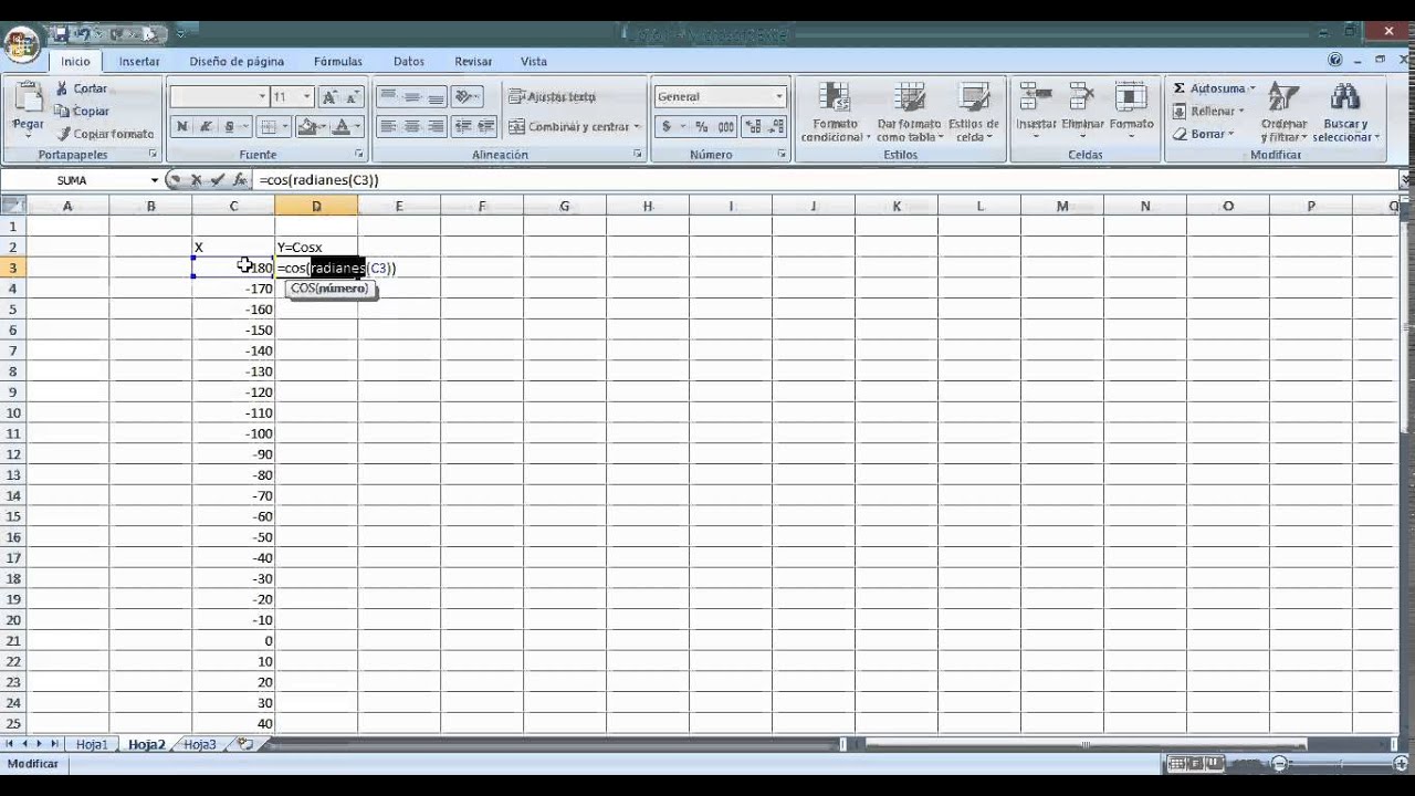 Tutorial De Funciones Trigonométricas En Excel - YouTube