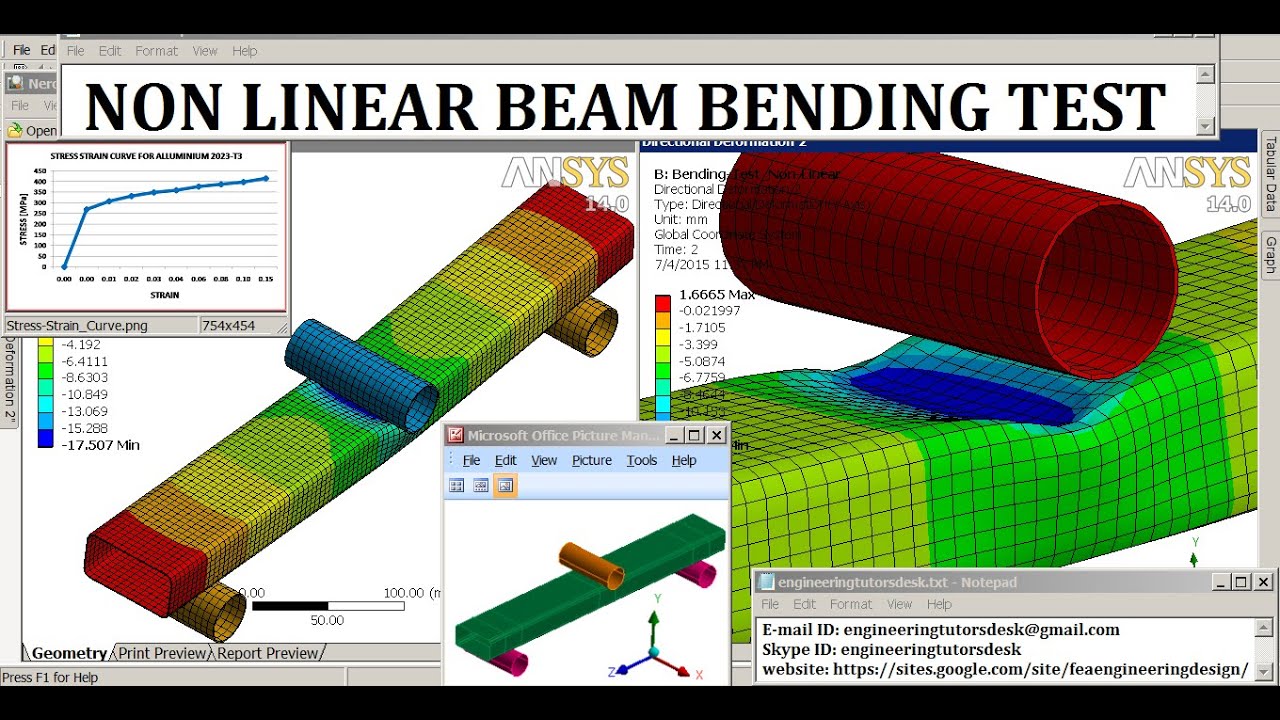 ANSYS Nonlinear Analysis | 3 Point Bending | Shell Elements | Plotting ...