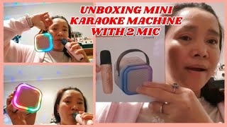 UNBOXING MINI KARAOKE MACHINE WITH 2 MIC / THE AUDIO IS AMAZING