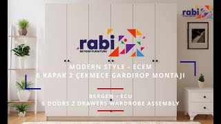 Rabi Mobilya Modern Style - Ecem 6 Kapak 2 Çekmeceli Gardırop Montaj Animasyonu