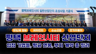 평택 브레인시티 산업단지 입주 기업들 현황 및 유동인구수, 부지 면적 총 정리