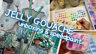 HIMI JELLY GOUACHE 112 Colors 🎨 unboxing & speedpaint