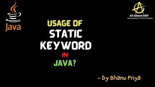 Static Keyword in Java| lec 29 | Java Tutorial| BhanuPriya