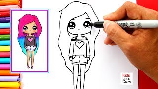 Cómo dibujar y pintar una CHICA TUMBLR fácil (cabello tres colores)
