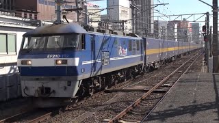 東海道線 下り 高速コンテナ列車 2059レ 西濃カンガルーライナーSS60 EF210–112(新)新塗装＋コキ20両 名古屋駅6番線 通過  2021年11月17日(水)撮影