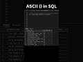 ASCII Function in SQL Server | SQL String Functions #short #sqlbasics #ai #ml #datascience