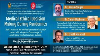 Ethical Medical Decision Making During Pandemics - Wednesday February 10, 2021