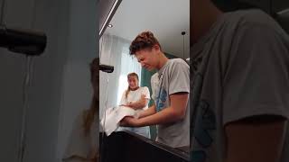 Old sister Towel funny prank on brother cute family comedy reaction american love story memes