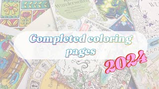 All my completed colouring pages in 2024