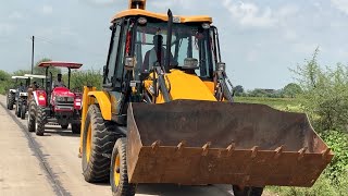 JCB 3dx Xpert Loading Mud in Trolly New Holland 5500 got Fired while Running Eicher 485 Mahindra 275