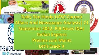 Daily The Hindu UPSC Current Affairs And Newspaper Analysis 21 September 2022, PIB , Indian Express