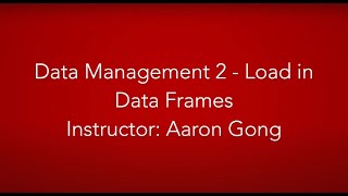 Setting Up II: Loading in Data Frames