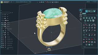 3design CAD Demo Jewellery Build - Triple hoop cabochon ring