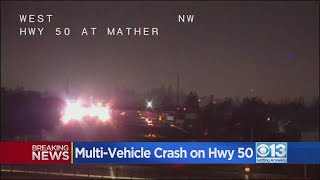 2 hospitalized in Highway 50 crash in Rancho Cordova