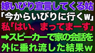 私が１人の時に嫁いびり宣言してくる姑「今から嫁いびりに行くからw」私「まってまーす」→スピーカーで家での会話外に流した結果