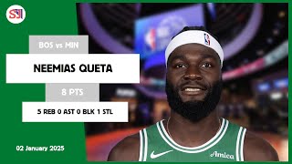 NEEMIAS QUETA 8 PTS vs MIN 02 Jan 24-25 BOS Highlights