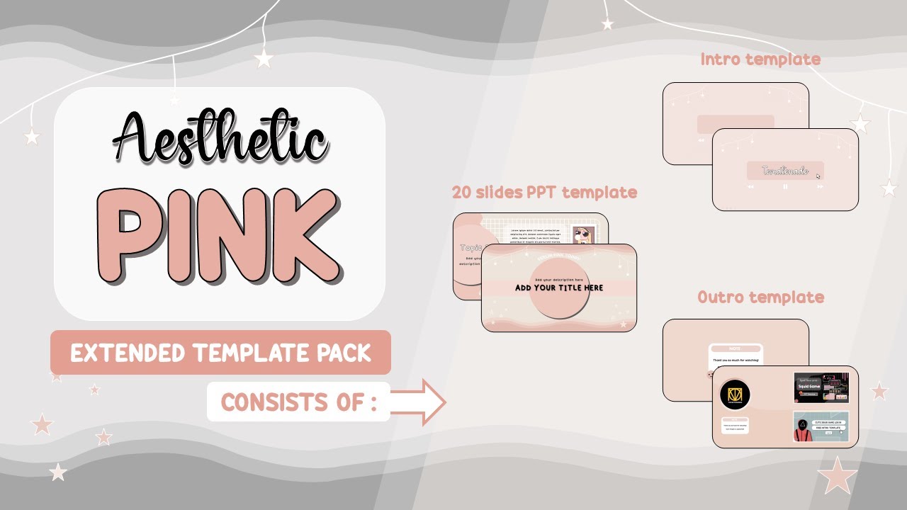 Aesthetic Pink Extended Template Pack 20 Slides Ppt Intro Video
