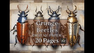 Grunge Beetles Digital Paper for Junk Journals