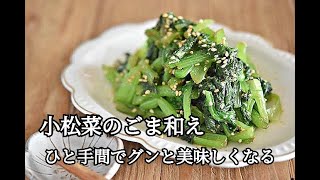 【小松菜副菜レシピ】ひと手間でグッと美味しくなる小松菜のごま和えの作り方・作り置き可能