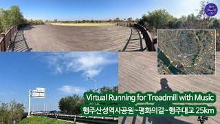 [러닝플리/아이유] 행주산성역사공원-평화의길-행주대교 25km | 러닝머신용 가상 러닝 영상 | Virtual Running Videos