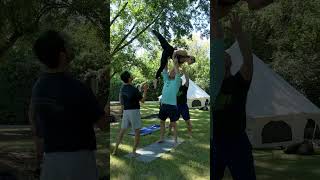 Handstand on arm to Cradle - Meeting the Acro Performers at Cary Circus 2022