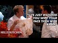 Gordon Catches Chef Using Dirty Rag To Clean Their Face & Pan | Hell's Kitchen