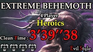 【MHWORLD】極ベヒーモス Extreme Behemoth 4 Players with Heroics 3'39