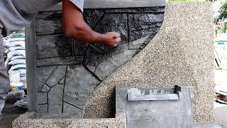 proses pembuatan relief kolam minimalis #koipond #diycement