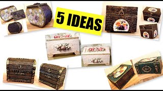 DIY/5 Beautiful cardboard boxes ideas/ Jewelry Boxes /Cardboard craft
