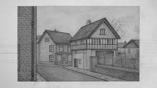 How To Draw An Old Street In Perspective - Easy Step By Step Tutorial