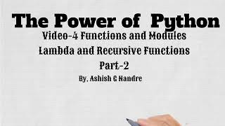 08 Lambda and Recursive function in Python | use of lambda function in python