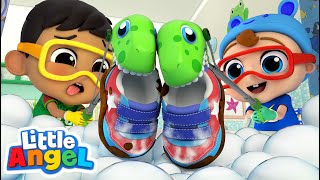 Clean Your Shoes Song | Baby John and Manny | Little Angel Kids Songs & Nursery Rhymes