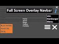 Responsive Full Screen Overlay Menu With Hamburger Navbar Menu | Pure HTML and CSS FullScreen Menu.