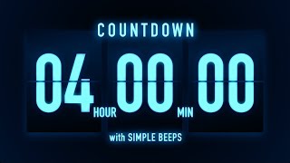 4 Hours Countdown Timer ๐ต Flip Clock with Simple Beeps