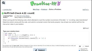 Java Practice It || 4.22 countE || char errors, if statement, Strings, for loop