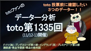 (別に改訂版があります) toto第1335回  totoファンのデーター分析　ブンデスリーガ、プレミアリーグの勝敗表　得点予想　得点の散布図　totoサッカーくじ