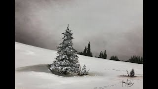 #384 How to paint a simple snow scene in acrylic / You can do it