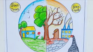 world Environment day Drawing|save tree save earth Drawing|save Environment Drawing|save EarthPoster