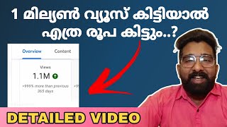 YouTube Revenue 💰 Explained | Income from 1 Million Views | എൻ്റെ വരുമാനം