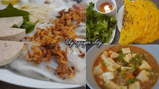 Vietnamese food | Crispy Vietnamese pancakes (banh xeo) | Vietnamese rice rolls (banh cuon)