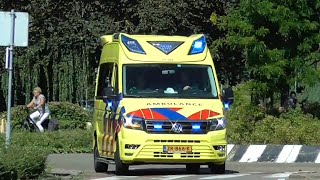 [Luchthoorn!] 3x VW Crafter Ambulance Rotterdam Rijnmond met spoed naar meldingen!