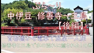 おじさんの温泉街歩き　ぶら～り中伊豆（後編）　修善寺と三島で水の流れに癒された！の巻　【首都圏から電車で温泉旅】大仁から修善寺を散策して三島の街を歩いてみた