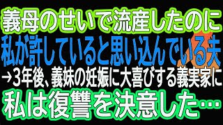 【スカッとする話】義母のせいで流産したのに私が許していると思い込んでいる夫→３年後、義妹の妊娠に大喜びする義実家に私は復讐を決意した…