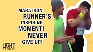 Marathon Runner Gets Rallied on by a Random Volunteer