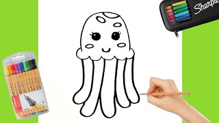 How To Draw A Cute Jellyfish Easily - Preschool