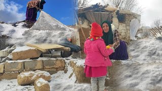 Tragedy of grief: Single mother and daughter among ruins in cold winter